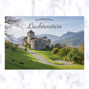 Um Castelo em Vaduz Liechtenstein Cartão Postal