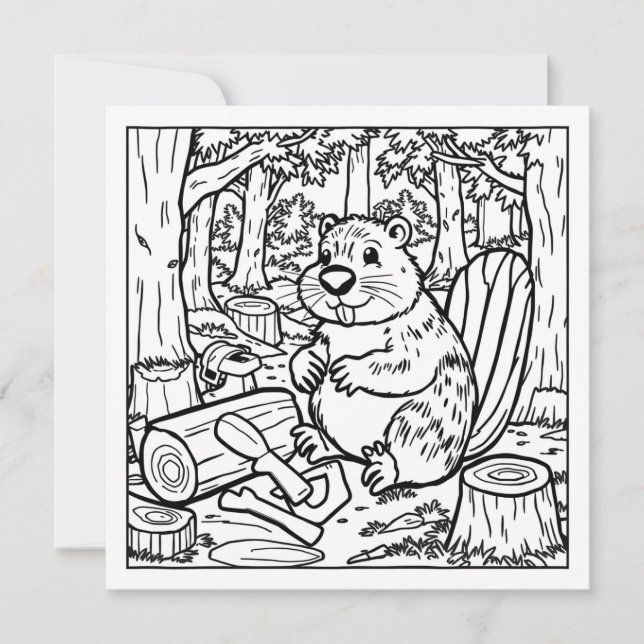 Um castor bonito na floresta (Frente)