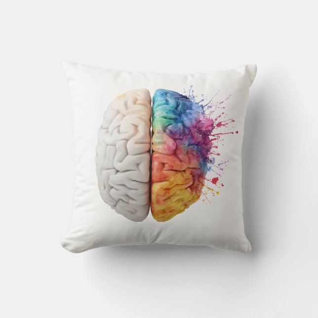 Um cérebro dividido entre os lados, almofada (Frente)
