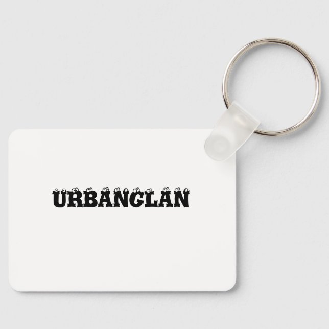 Um chaveiro elegante que tem design de fonte URBAN (Frente)