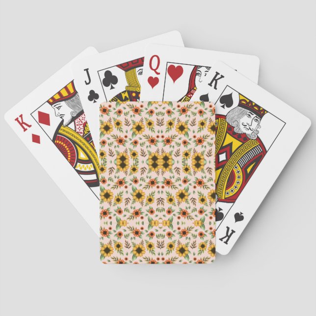 Um conjunto de cartas de baralho com ornamentos e  (Verso)