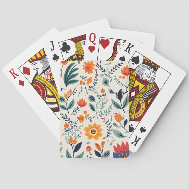 Um conjunto de cartas de baralho com um desenho fl (Verso)