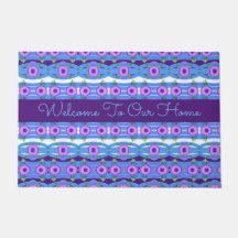 Um Convite Azul e Roxo Padrão de Tapete de Porta