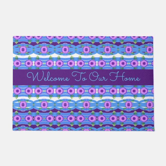 Um Convite Azul e Roxo Padrão de Tapete de Porta (Frente)