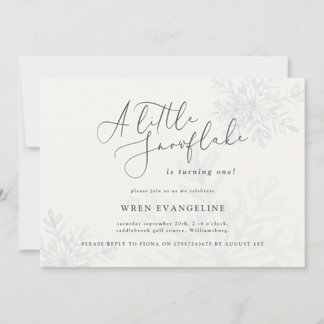 Um convite de aniversário com floco de neve (Frente)