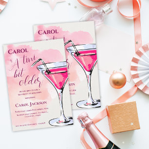 Um Convite De Aniversário De Coquetel Rosa De Tini