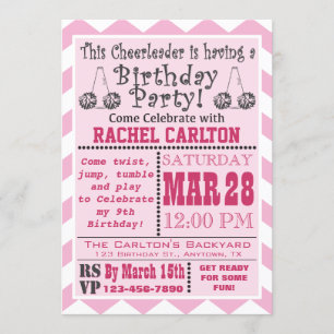 Um Convite de aniversário de líder de torcida ro