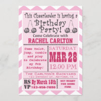 Um Convite de aniversário de líder de torcida rosa