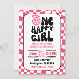 Um Convite de aniversário de Menina Feliz