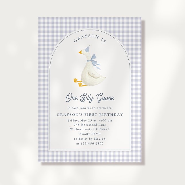Um convite de aniversário de um ano do menino gans (Criador carregado)