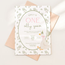 Um Convite de Aniversário de Um Ganso Bobo Floral