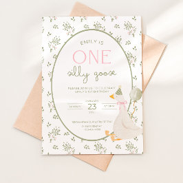 Um Convite de Aniversário de Um Ganso Bobo Floral