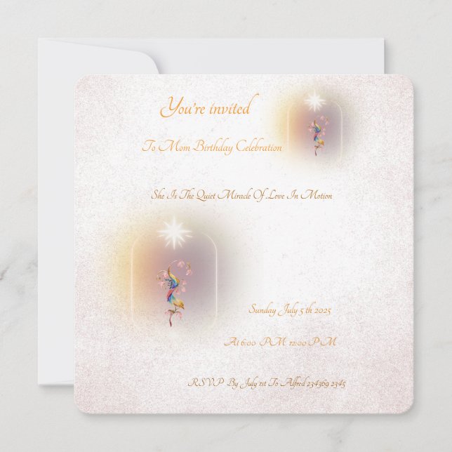 Um convite de aniversário de uma mãe de comemoraçã (Frente)
