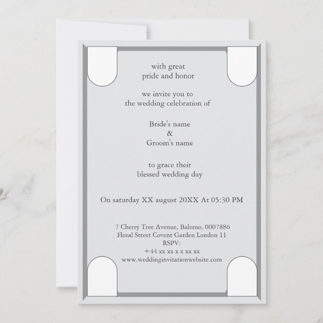 Um convite de casamento luxuoso e elegante (Frente)