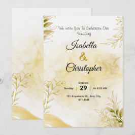 Um convite de casamento luxuoso em dourado elegant