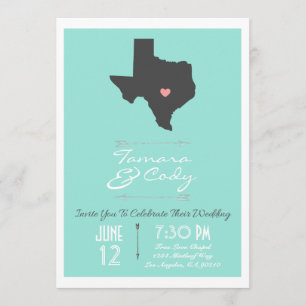 Um Convite De Casamento Texas De Cor Aqua