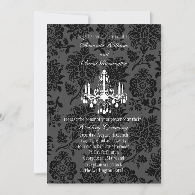 Um Convite De Casamento Vitoriano De Damask (Frente)