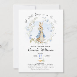 Um convite de chá de bebê para um coelhinho a cami