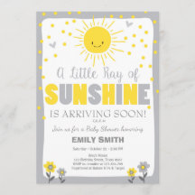 Um convite de Chá de fraldas sunshine neutro