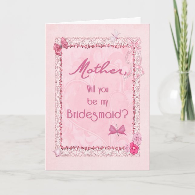 Um convite de dama de honra com visual artesanal (Frente)