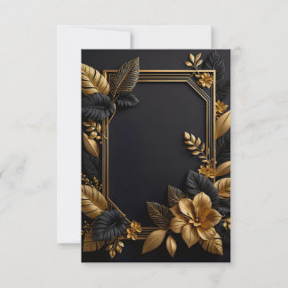 um convite de design de casamento preto e ouro