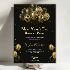 Um convite de festa de aniversário de Ano Novo com