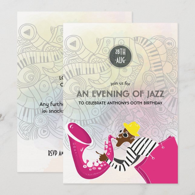 Um convite de festa para qualquer ocasião de Jazz  (Frente/Verso)
