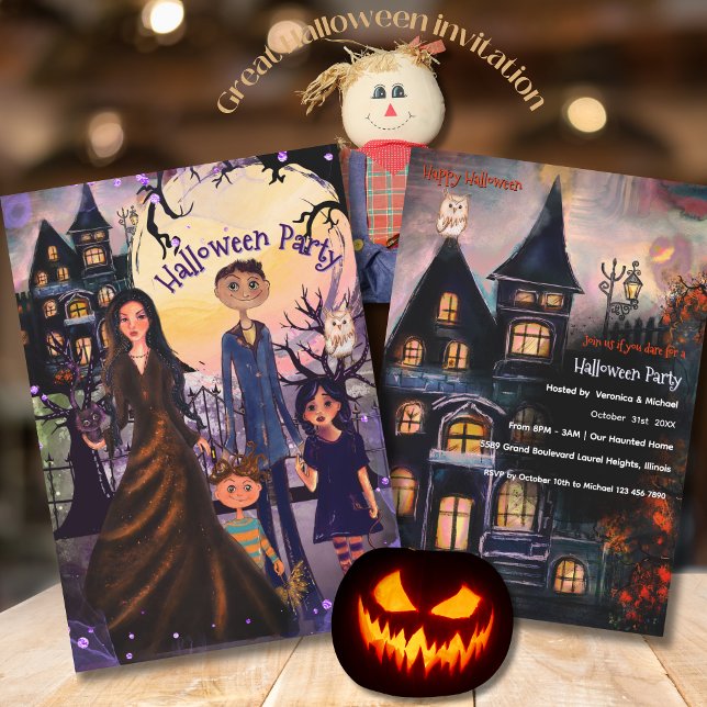 Um Convite de festas de Casa Assombrada e Ghouly (A Ghoulishly Good Haunted House Party Invitation)