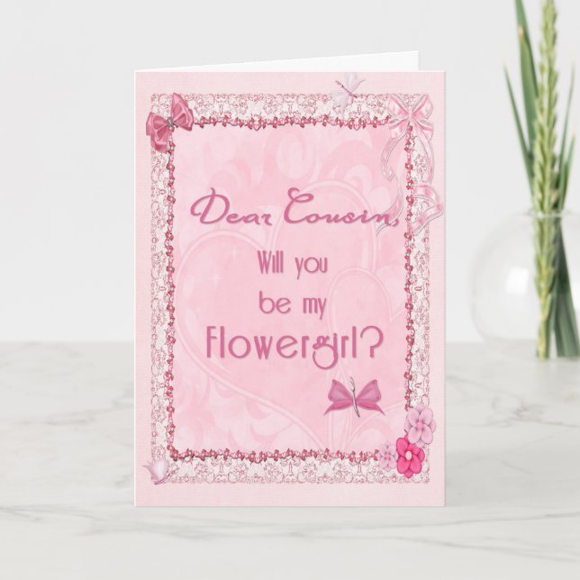 Um convite de Menina das Flores com visual artesan (Frente)