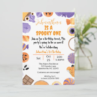 Um Convite De primeiro aniversario De Halloween "S