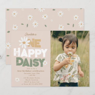 Um Convite Feliz Daisy 1º Primeiro Aniversário Fot