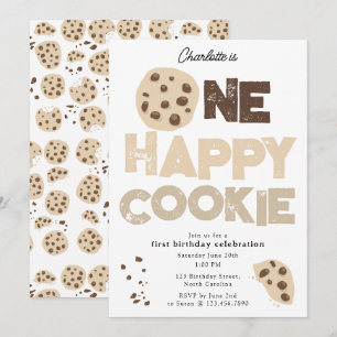 Um Convite Feliz de Biscoito 1º Primeiro Aniversár