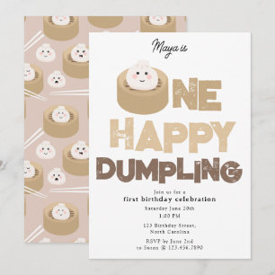 Um Convite Feliz de Dumpling para 1º Aniversário F