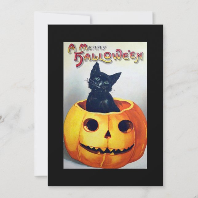 Um Convite para Gatinhos Feliz de Halloween (Frente)