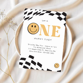 Um convite para primeiros aniversarios Feliz