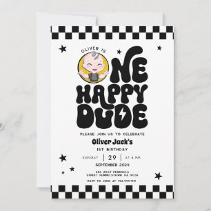 Um convite para primeiros aniversarios Feliz