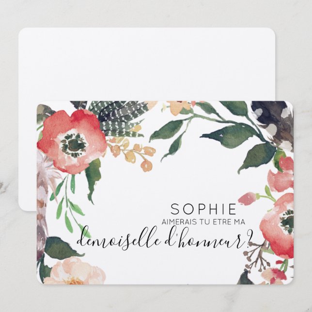 um convite personalizado de dama de honra (Frente/Verso)