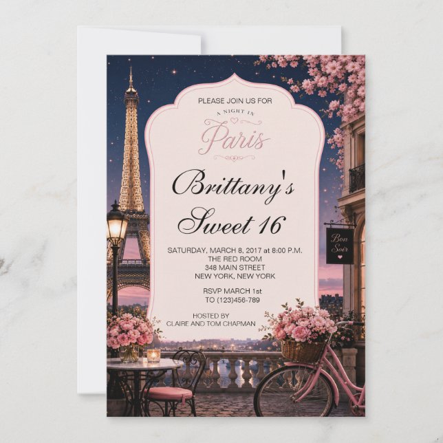 Um Convite Personalizado para Sweet 16 - Uma Noite (Frente)