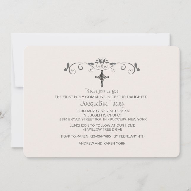 Um Convite Religioso Rosa (Frente)