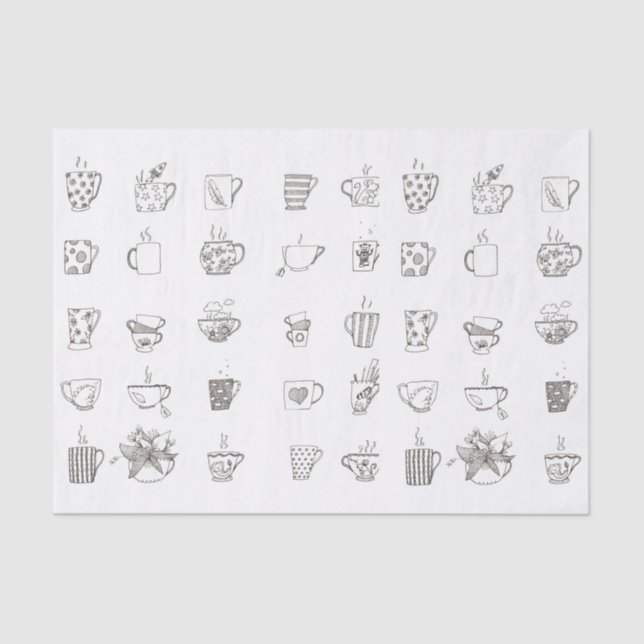 Um copo do doodle do chá - lenço de papel (Frente )