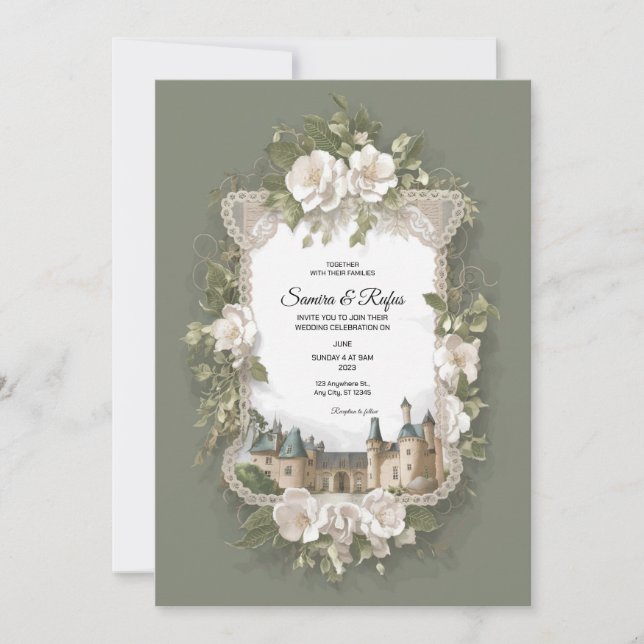 Um delicado convite de casamento tradicional (Frente)