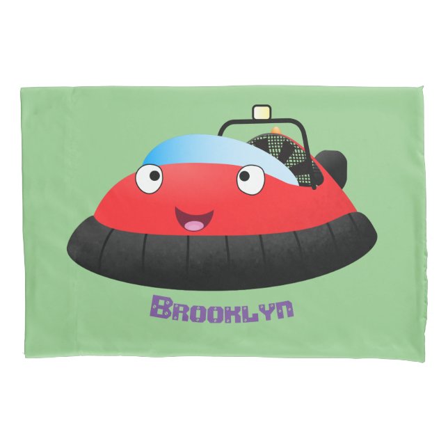 Um desenho animado de hovercraft, vermelho e bonit (Frente)