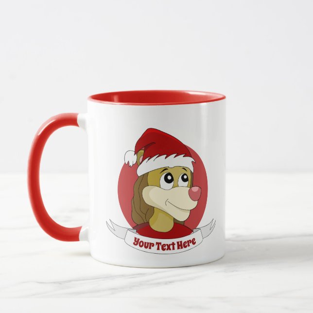 Um desenho de Natal com uma caneca de leão fofa (Esquerda)