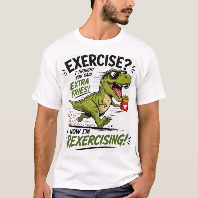 Um design engraçado de camiseta de dinossauro (Frente)