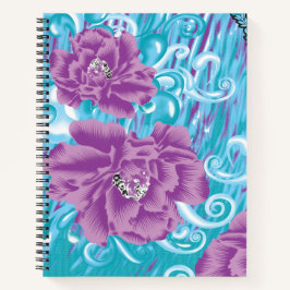 Um design têxtil vibrante com roxo e turq