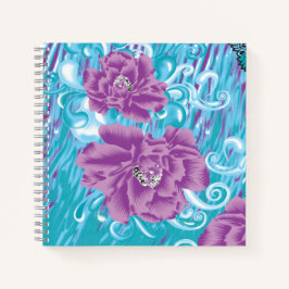 Um design têxtil vibrante com roxo e turq