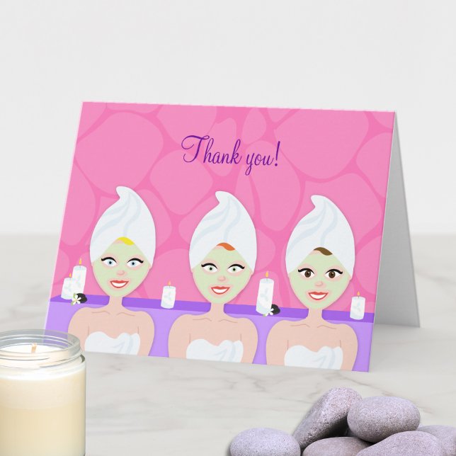 Um Dia no Spa Festa das Meninas Fora Agradecimento (Spa Day Girls Day Out Folded Thank You Cards)