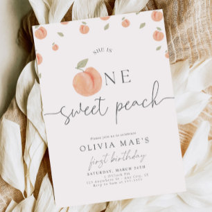 Um Doce Peach Primeiro Convite de Aniversário Boho