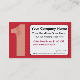 Um dólar fora do cartão do vale