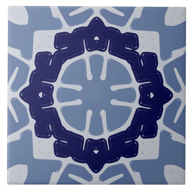 Um elegante azulejo de cerâmica clássico de cor az (Frente)